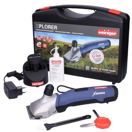 Машинка для стрижки лошадей и КРС, серо-синяя, Heiniger Xplorer-7
