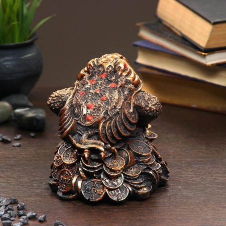 Figure "Toad on coins" 14x14x14cm-2