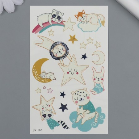 Tattoo on the body phosphorus "Sleeping animals" 12x7.5 cm-1