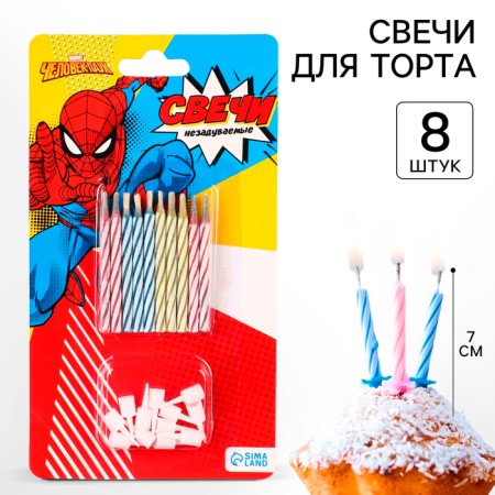 Set of candles absorbed for a cake, 10 pcs, Spider-Man-1