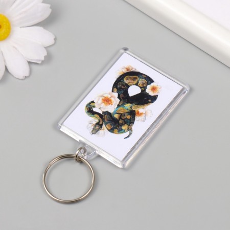 Acryl keychain "Snake with flowers" 3.5x5 cm-3