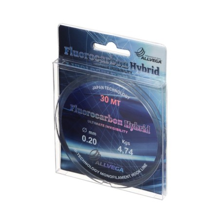 Monophile Flap ALLVEGA FLUOROCARBON HYBRID, diameter 0.20 mm, test 4.74 kg, 30 m, fluorocarbon 65%-1
