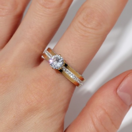 Ring Xuping Iskus, white color in gold, size 19-1