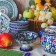 Candy of Rishtan ceramics "Flowers", 13 cm, blue