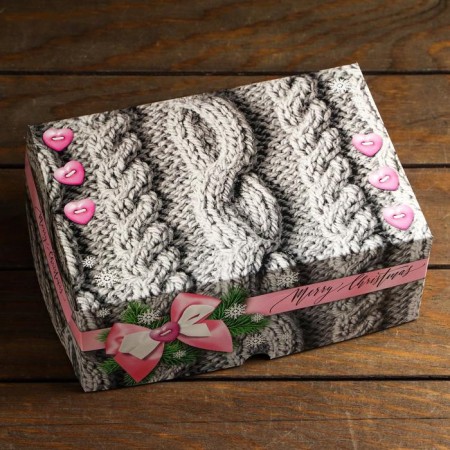 The box is folding, double -sided "warm New Year", 25 x 17 x 10 cm-3