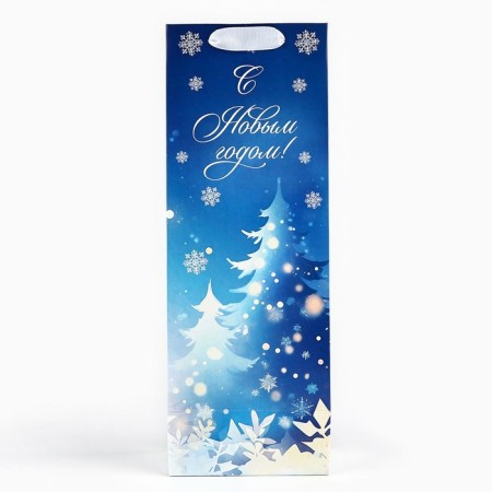 Package for the bottle "New Year's Night", Christmas trees, 13 x 36 x 10 cm, New Year-3