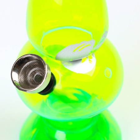 Bong, h-17.5 cm, "skull", with a greenhouse, acrylic, green-1
