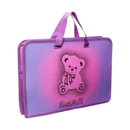 Folder with A4 handles, 340 x 245 x 40 mm, plastic, handles, 3-D drawing with foil, PT-14-12 "Bear with bow"-1