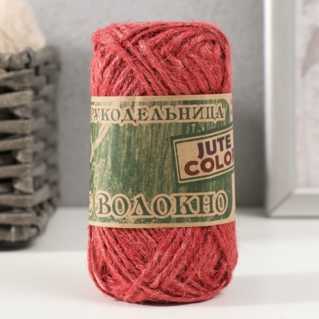 Yarn "Golden Jute fiber" 100% jute 50m/50g set 2pcs (red)-1