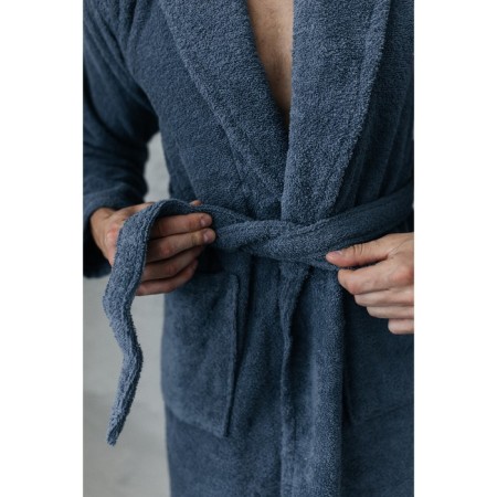 Tainted male bathrobe, size 52, blue color-14