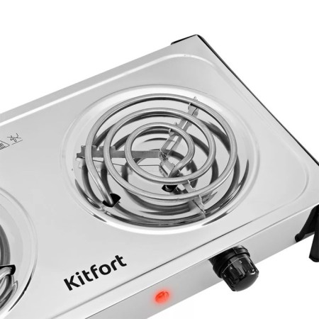 Electric tile KitFort KT-180, 2000 watts, 2 burners, gray-black-1