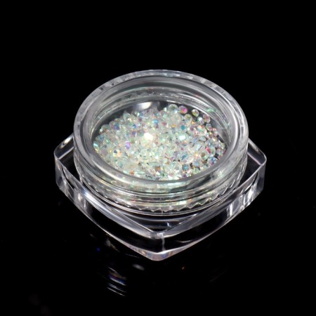 Rhinestones for decor, round, multi -size, transparent/holographic color-3