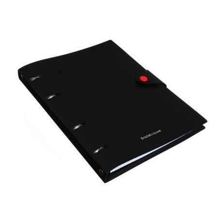 Notebook on rings A5, 80 sheets in the Erichkrause "Accent" cage, plastic cover, button, offset unit, whitewash 100%, mix-16