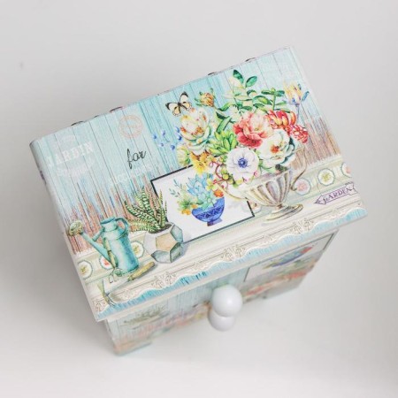Casket Wood 3 boxes "Bouquet in the antique vase" 18.5x11.7x7.5 cm-5
