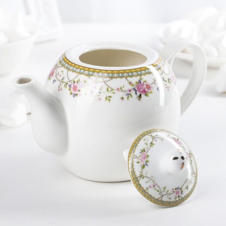 Kettle porcelain harness "rosali", 800 ml, white color-1