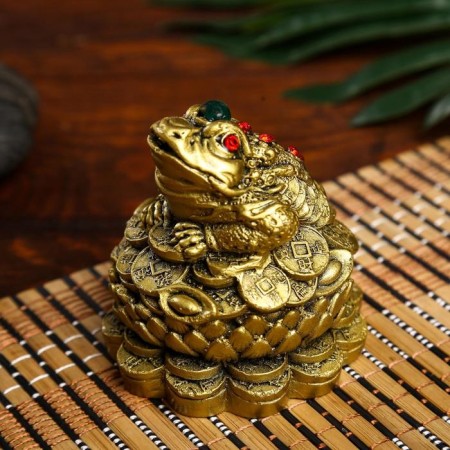 NECKE bronze "Toad on the lotus" 6.5 x 6.5 x 7.5 cm m262-3