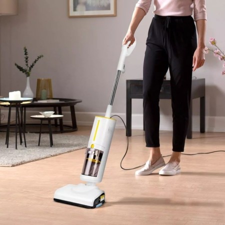 Vacuum cleaner 2 in 1 KT-5157-1, vertical, steam, 1000 watts, 1.2 l, heating 30 seconds, white and yellow-1