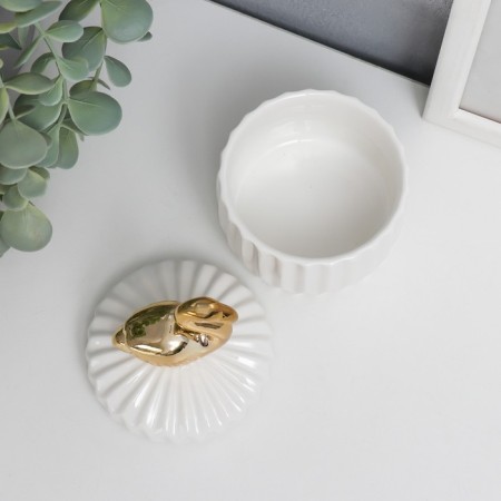 Coramics Coramics "Golden Flamingo" White relief 12x8.2x8.2 cm-2