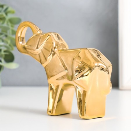 Souvenir ceramics "Elephant" Origami gold 14x3.5x10 cm-1