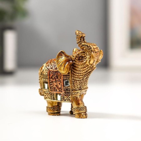 Polystone souvenir "Bronze elephant with a blanket from the Arab carpet" 6.5x5.7x2.8 cm-2