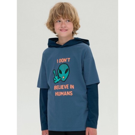 Hudy for the boy Pelican, height 116 cm, blue color-1