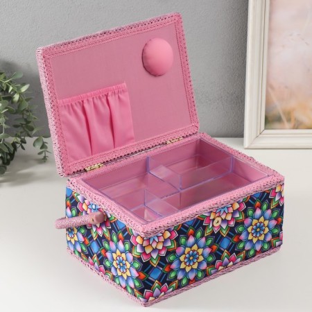 Casket for needlework "Kaleidoscope flowers" 19x26x14.5 cm-2