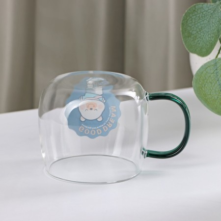 Glass mug with a ceramic lid and a spoon of Teddy, 350 ml-3