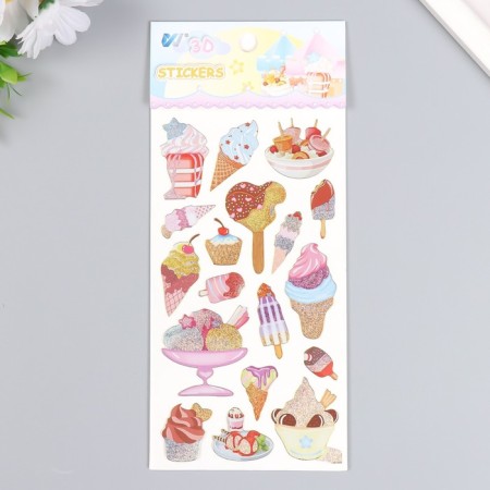 Plastic sticker with sparkles "Sweets and desserts" mix 10x22.5 cm-1