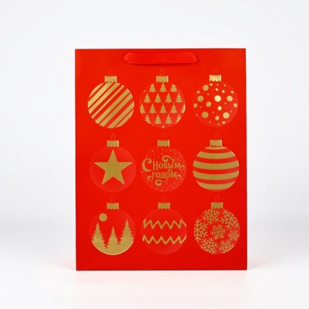 Package Gift New Year Laminated "Balls", l 31 x 40 x 11.5 cm-1