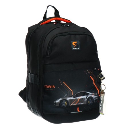 Youth backpack, 40 x 28 x 18 cm, ergonomic back, Stavia "machine", black-1