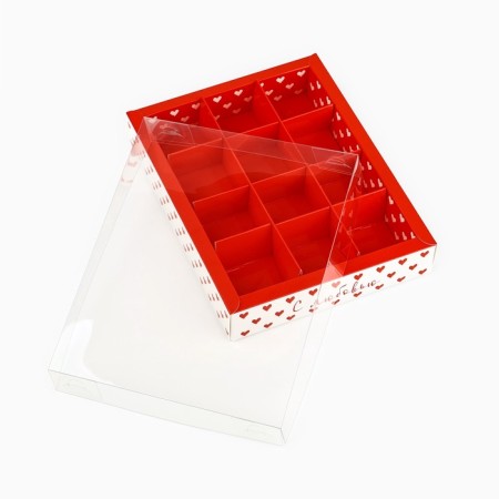 Box for 12 sweets with cells “With Love”, 14.5 x 18.5 x 3 cm-4