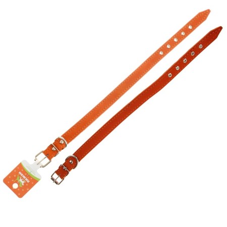 Leather collar on synthetic winterizer, 45 x 2 cm, Osh 25-35 cm, orange-4