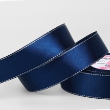 A satin ribbon “Silver threads”, 25 mm × 23 ± 1 m, blue color No. 038