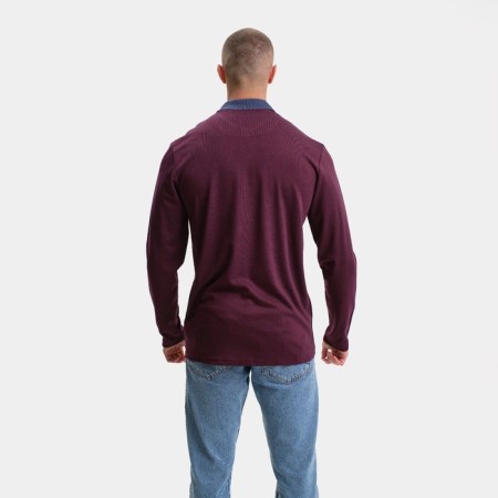 Male polo with long sleeve, burgundy color, size 44 (s)-3
