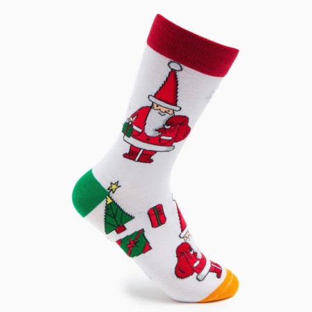 Socks "Santa Claus with a bag", white color, size 23-27 (38-41)
