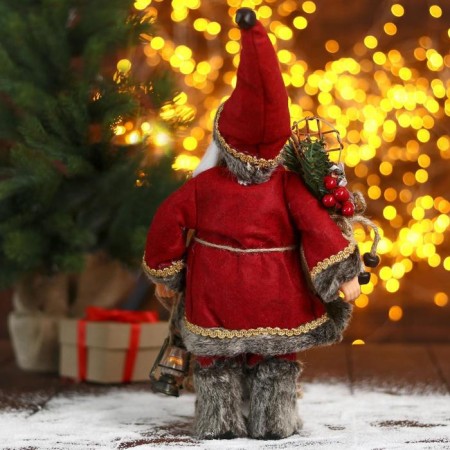 Santa Claus "in a red sheepskin coat with a flashlight" 30 cm-2