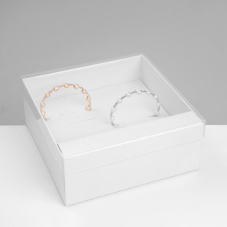 Standing for jewelry "Casket" 12 seats, 14.5 × 14.5 × 6 cm, white color-1