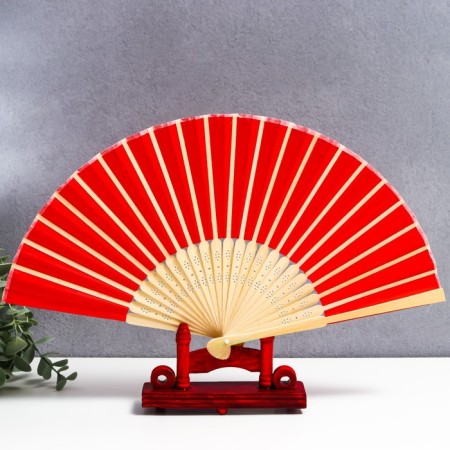 Fan bamboo, textiles h = 21 cm "monocet" in a box, red-2