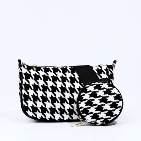 Bag Women's Cross-Bodi with a zipper, black/white color-1