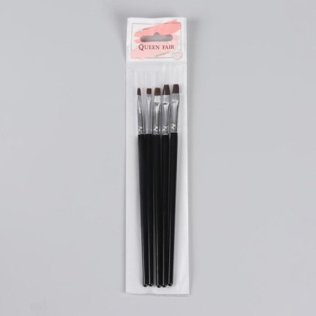 A set of brushes for building and design of nails, flat, 5 pcs, 18 cm, black color-2