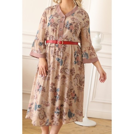 Female dress, size 60, beige color-5