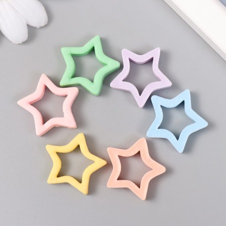 Decor for creativity plastic "Star" set 6 pcs mix 2.7x2.5 cm