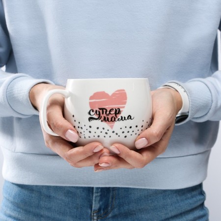 Ceramic mug XXL "Super Mom", 600 ml, white color-4
