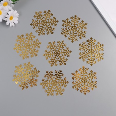 Stick paper, plastic "snowflake-ldinka" gold set 8 pcs 9.5x8.5 cm