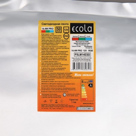 Ecola Pro 50 m, IP65, SMD5050, 60 LED/m, 14.4 W/m, 12 V, RGB-8