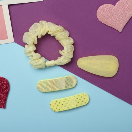 Hair set "Toliman" (1 elastic band-6 cm, 3 invisible- 5 cm) yellow-1