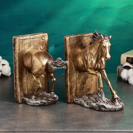 Holder - Book stand "Running" set 2pcs, bronze, 21x38cm-3