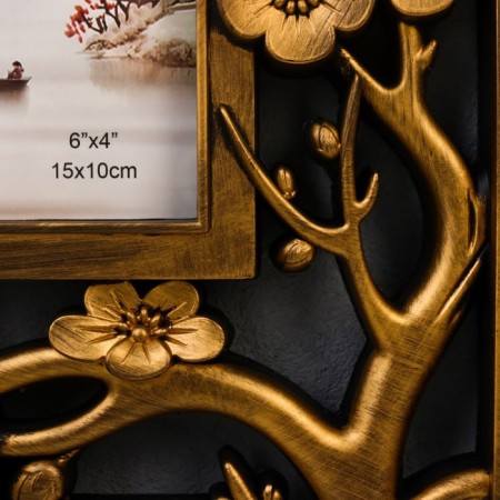 Photo frame plastic in 3 photos 10x15 cm "Cherry Garden" Dark Gold 32x27 cm-1