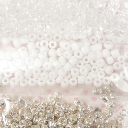 Round beads "black, white and silver" 5 colors x 10 grams-1