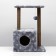 House for cats with a claw, two -story, with windows, 50 x 36 x 75 cm, gray with paws